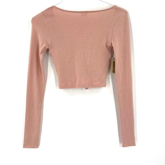 ARITZIA WILFRED NWT Ruched Lynx Cropped Long-sleeve Rose Top - Picture 5 of 8